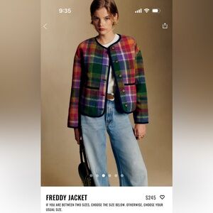 Sezane Freddy Tartan Plaid Wool Jacket size 36/4